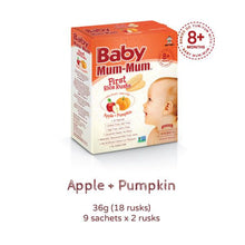 Load image into Gallery viewer, Baby Mum Mum - First Rice Rusks - Apply and Pumpkin (8 Months Plus, 18 Rusks, 36g)
